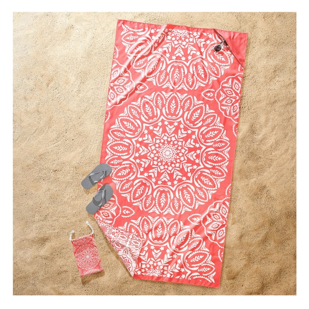 Better Homes & Gardens Coral Medallion Quick Dry Travel Beach Towel, 38" x 72"